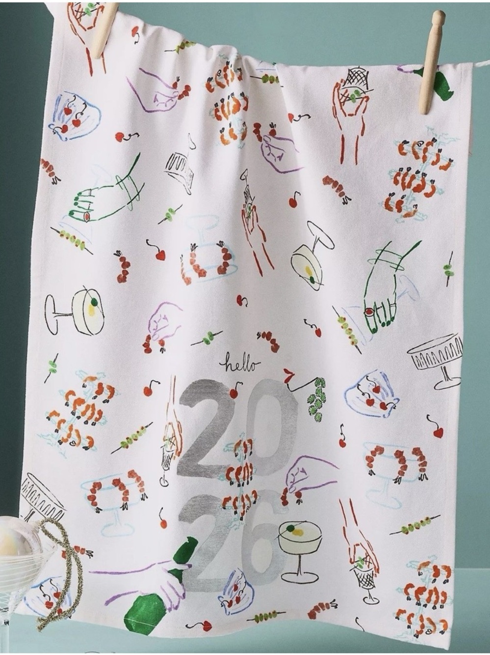 Hello 2026 shrimp & cocktails Dish Cloth from Anthropologie